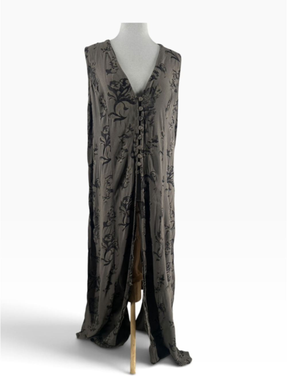 Vintage expression duster vest bottom front floral boho whimsy sz 12